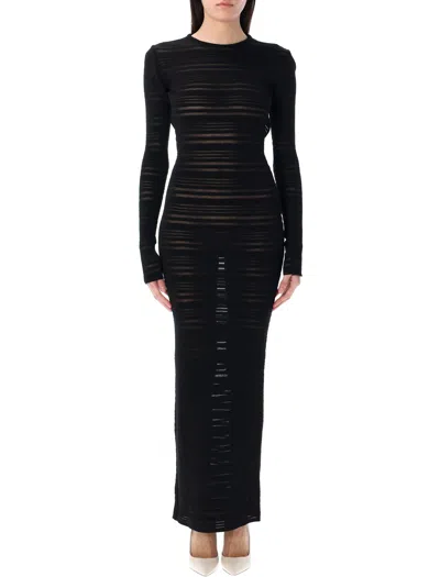 ANDREÄDAMO ANDREADAMO STRIPED SHEER KNIT LONG DRESS