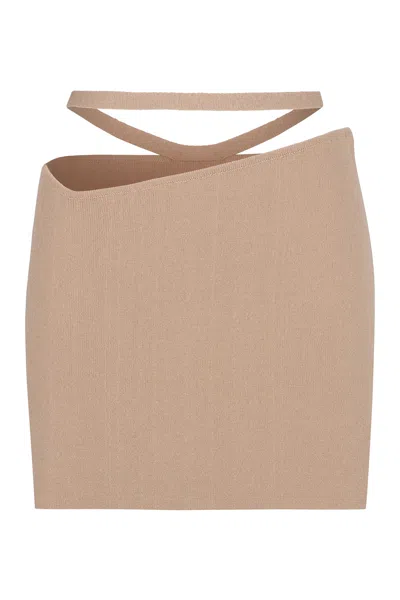 Andreädamo Andreadamo Stylish Knit Mini Skirt In Neutral