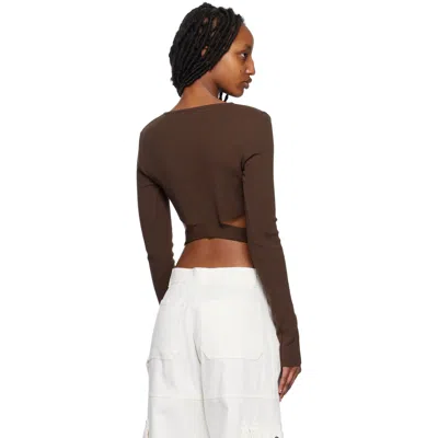 Andreädamo Andreadmo Brown Hollow Long-sleeved T-shirt