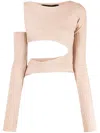 Andreädamo Ribbed Knit Asymmetric Top In Brown