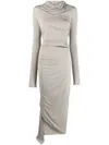 Andreädamo Andreādamo Draped Jersey Asymmetric Midi In Grey