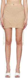 Andreädamo Viscose Ribbed Knit Low Waist Mini Skirt In 001 0475 Nude
