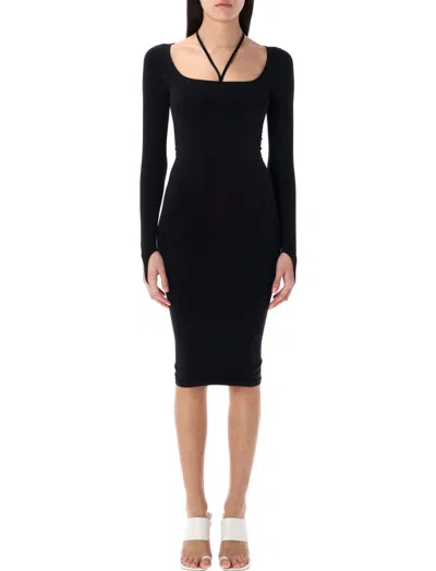 Andreädamo Black Sculpting Jersey Midi Dress