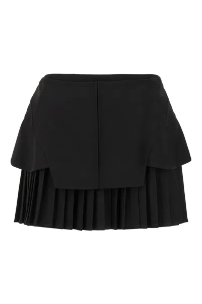 ANDREÄDAMO BLACK STRETCH POLYESTER BLEND MINI SKIRT