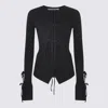 Andreädamo Tie-fastening Long-sleeve Knitted Top In Black