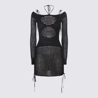 ANDREÄDAMO ANDREĀDAMO BLACK VISCOSE KNITTED CUT OUT MINI DRESS
