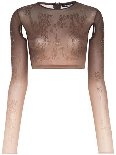 Andreädamo Ombré-effect Crop Top - Women's - Polyester In Brown