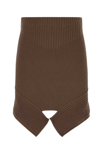 ANDREÄDAMO BROWN STRETCH VISCOSE BLEND SKIRT