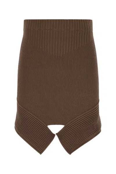 ANDREÄDAMO BROWN STRETCH VISCOSE BLEND SKIRT