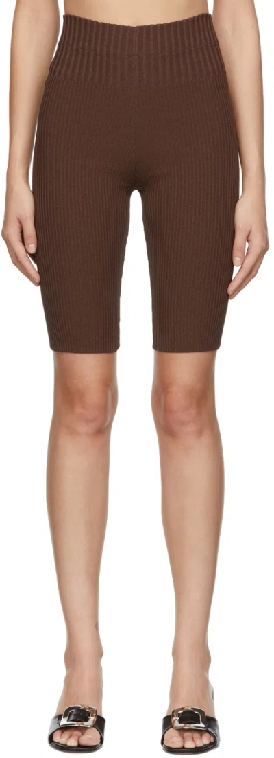 Andreädamo Brown Viscose Shorts In 003 0477 Nu