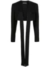 Andreädamo Open-front Cropped Jacket In Black