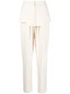 Andreädamo Viscose Blend Trouser With Frontal Panels With Metal Hooks In Neutrals