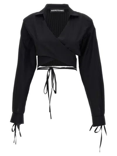 Andreädamo Andreādamo 'criss Cross' Cropped Shirt
