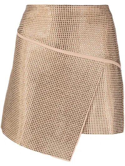 Andreädamo Andreadamo Sparkling Mini Skirt With Strass Detailing In Animal Print
