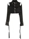 Andreädamo Cut-out Cropped Denim Jacket In Schwarz