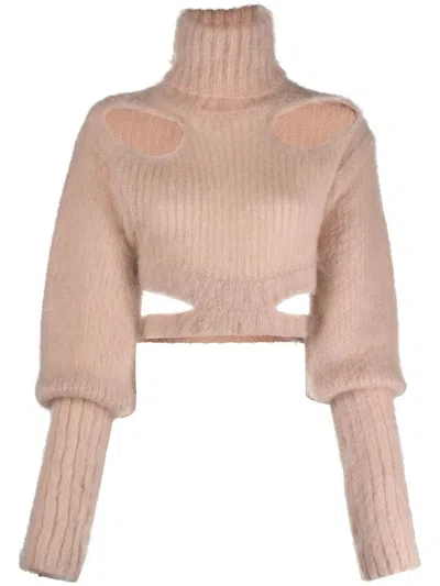 Andreädamo Cut-out Cropped Jumper In Pink