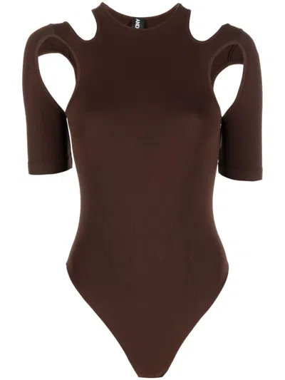 Andreädamo Cut-out-detail Body Top In Brown