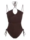 Andreädamo Halterneck-fastening Ribbed-knit Bodysuit