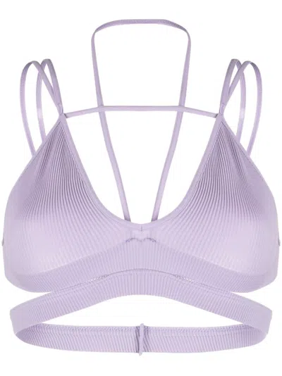 Andreädamo Geripptes Cropped-top Mit Cut-outs In Purple