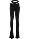 Andreädamo Cut-out Ribbed-knit Trousers In 黑色
