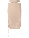 Andreädamo Andreādamo Cut-out Ribbed Midi Skirt In Beige