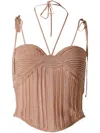 Andreädamo Andreadamo Beige Cutout Tank Top In Neutrals