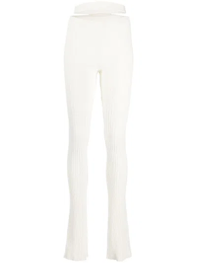 Andreädamo Cut-out Waist Ribbed Trousers In White