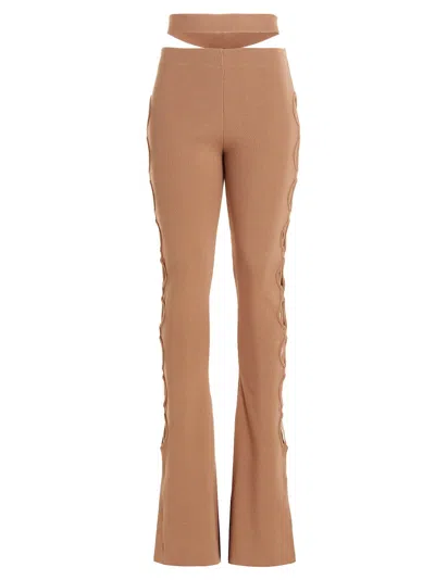 Andreädamo Andreādamo Cut-out Laced Trousers In Tan