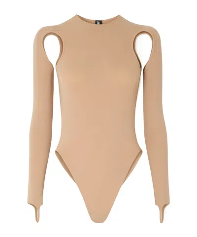 Andreädamo Cutout Stretch-jersey Bodysuit In Brown