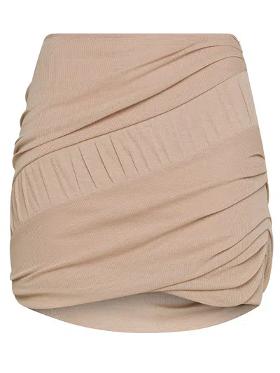 Andreädamo Andreādamo Woman Mini Skirt Sand Size S Cotton, Nylon In Nude & Neutrals