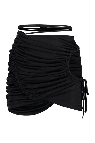 Andreädamo Andreadamo Adjustable Draped Mini Skirt For Women In Black