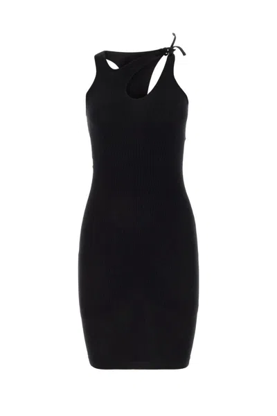 Andreädamo Black Short Sheath Dress With Cut-out In Nero