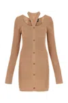 Andreädamo Andreadamo Biscuit Mesh Mini Dress In Brown