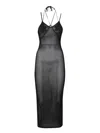 Andreädamo Andreadamo Black Midi-dress With If Leaf Detail From Andreadamo
