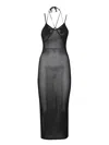 Andreädamo Andreadamo Black Midi-dress With If Leaf Detail From Andreadamo