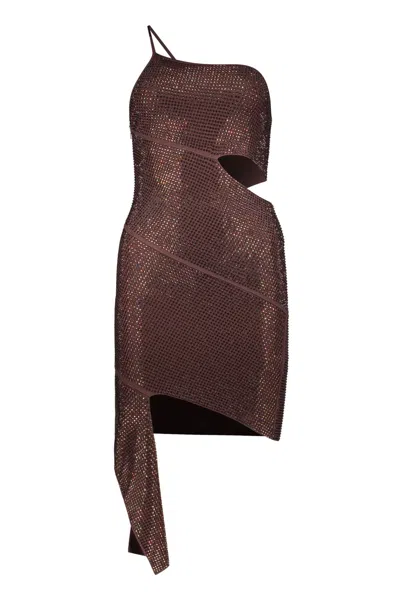 Andreädamo Embellished Mini Dress In Brown