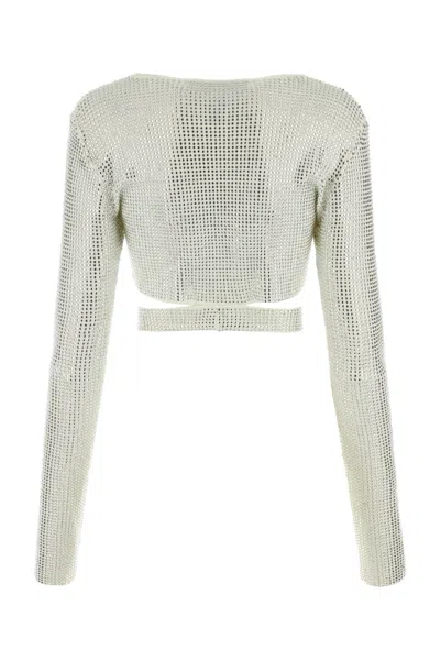 Andreädamo Embellished Viscose Blend Top In White