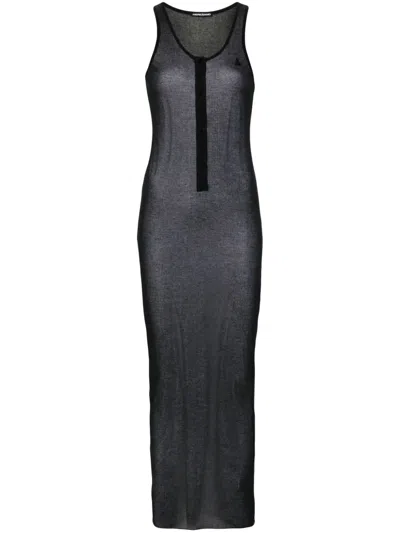 Andreädamo Fine-ribbed Maxi Dress In Black