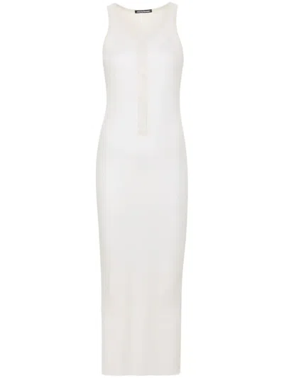 Andreädamo Fine-ribbed Maxi Dress In Neutrals