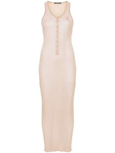 Andreädamo Fine-ribbed Maxi Dress In Neutrals