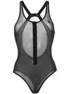 Andreädamo Fine-ribbed Open-back Bodysuit In Black