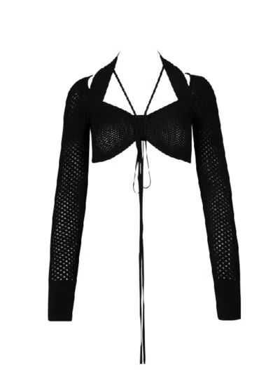 Andreädamo Fishnet-knit Bra With Strappy Details In Black