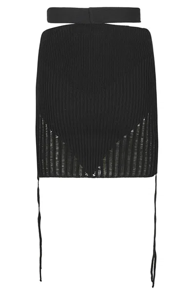 Andreädamo Fitted Ribbed Knit Mini Skirt