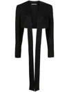 Andreädamo Open-front Cropped Jacket In Black