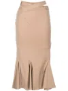 Andreädamo Flared-hem Flannel Midi Skirt In Brown