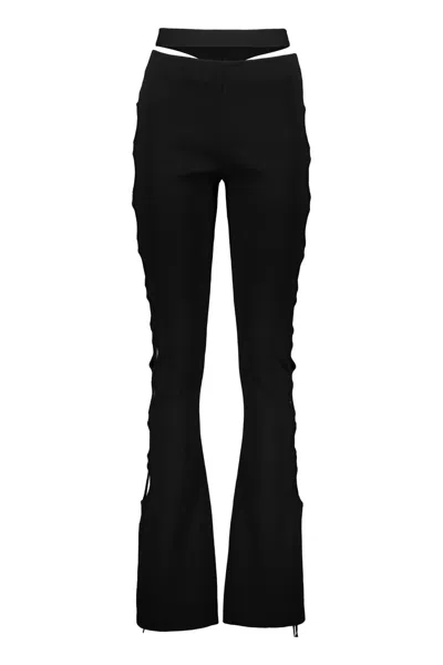 Andreädamo Flared Viscose Trousers In Black