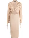 Andreädamo Gradient-effect Ribbed-knit Midi Dress In Neutrals