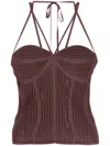 Andreädamo Halterneck Knitted Top In Brown