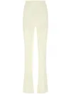 Andreädamo Viscose Blend Flared Pant With Elastic Waistband In White