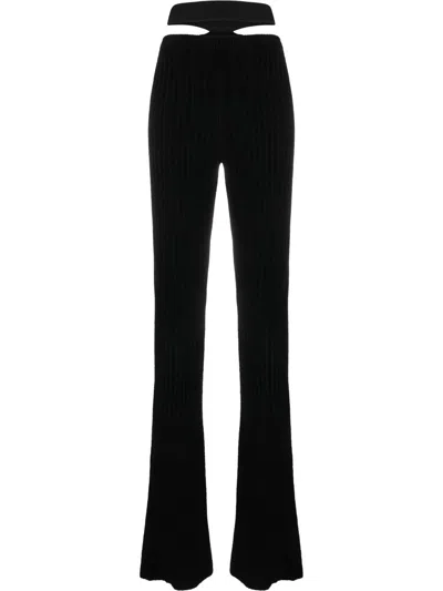 Andreädamo High-waisted Knitted Trousers In Black
